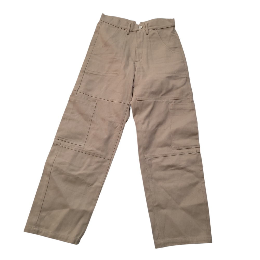 Acacia Womens Jaxon Denim Tan Cargo Pants Jeans Cotton Wide Leg Relaxed Fit XS
